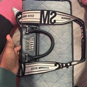 Steve Madden Blue Quilted Bag with Black Accents